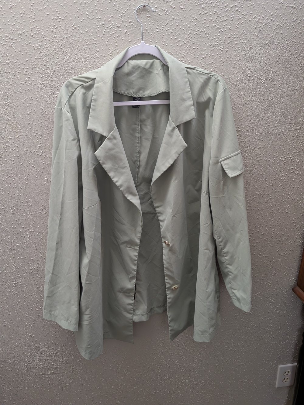 SHEIN Light Sage Green Long Blazer Jacket
